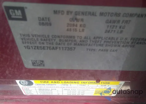 2010 Chevrolet Malibu Ltz из США, поврежденный, VIN 1G1ZE5E76AF117357